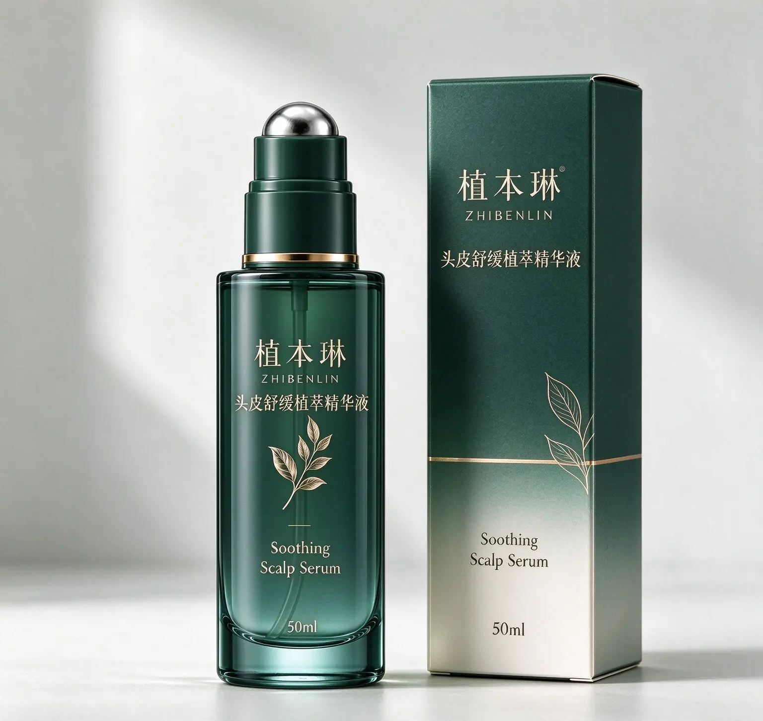 植本琳头皮舒缓植萃精华液包装概念图