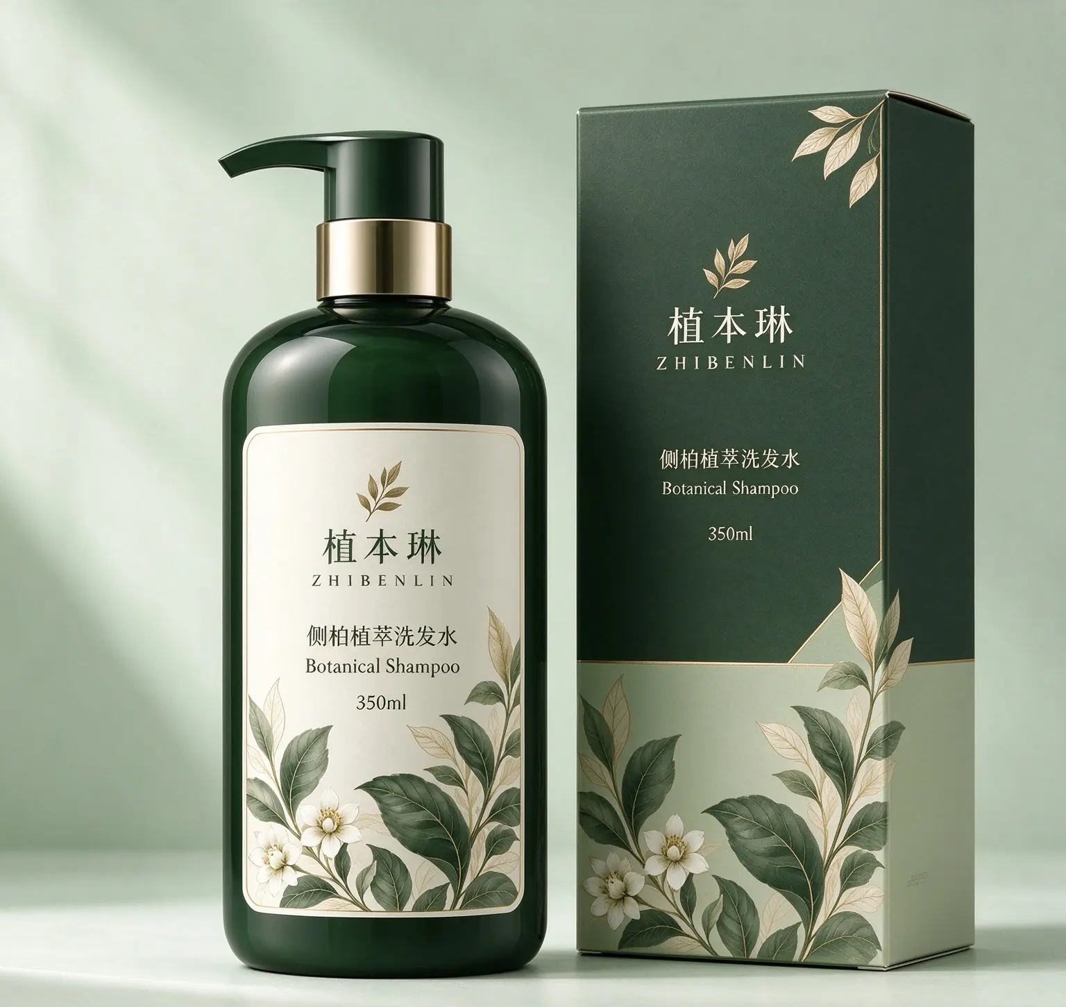 植本琳侧柏植萃洗发水包装概念图